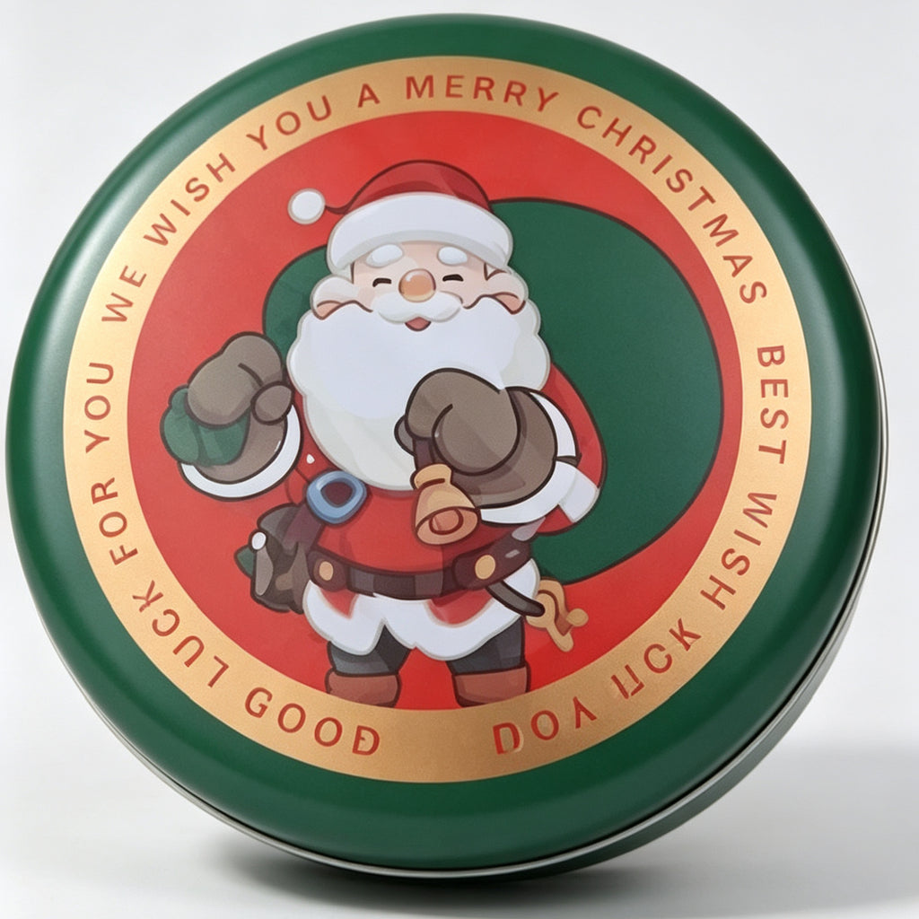 Boîte cadeau en métal rond de Noël Père Noël