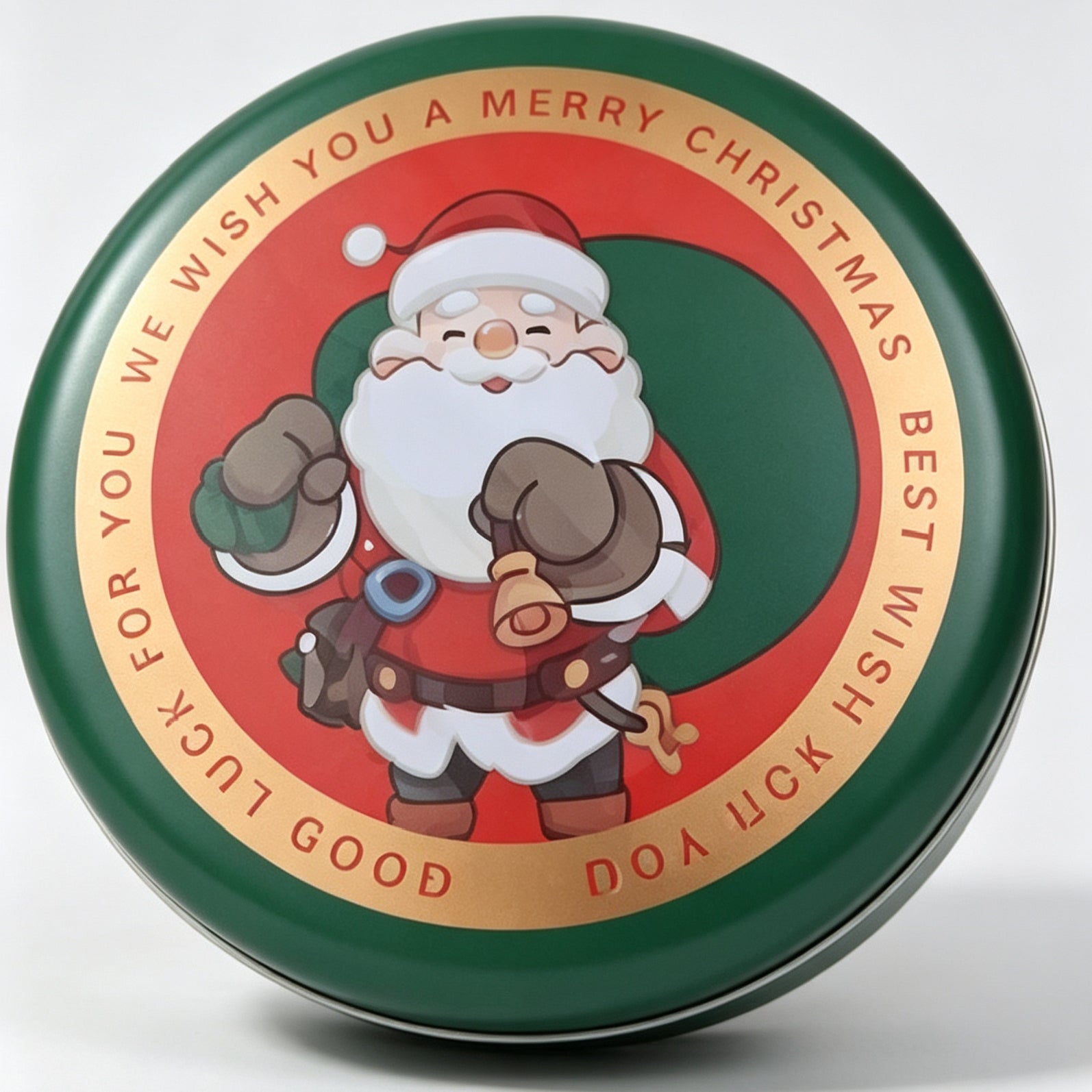 Boîte cadeau en métal rond de Noël Père Noël