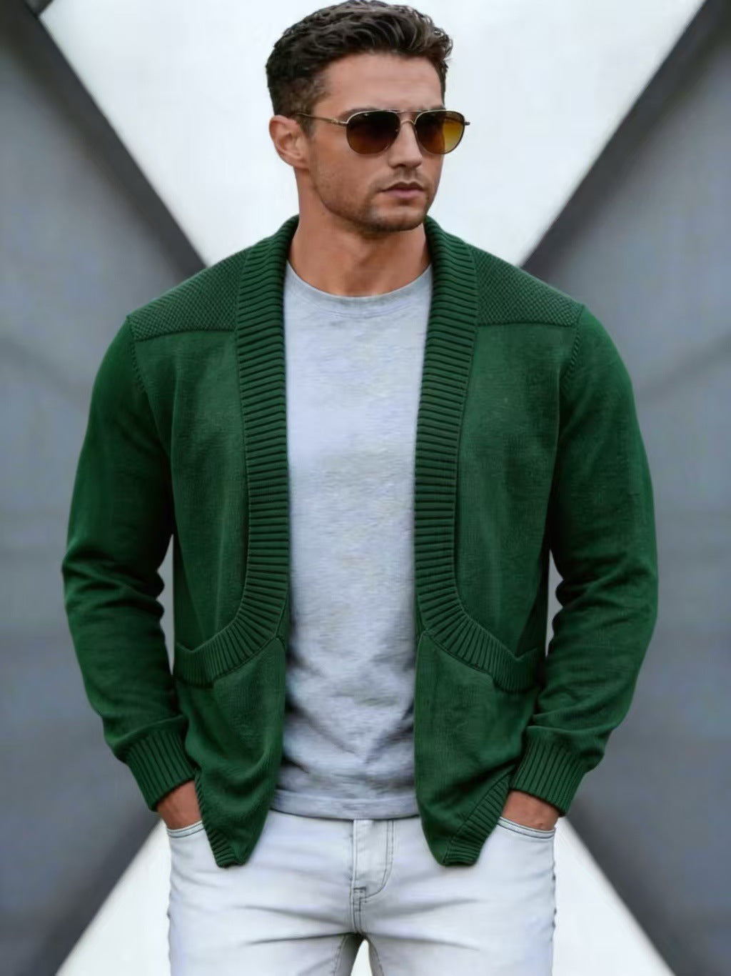 Manteau en mailles châle-châle pour hommes