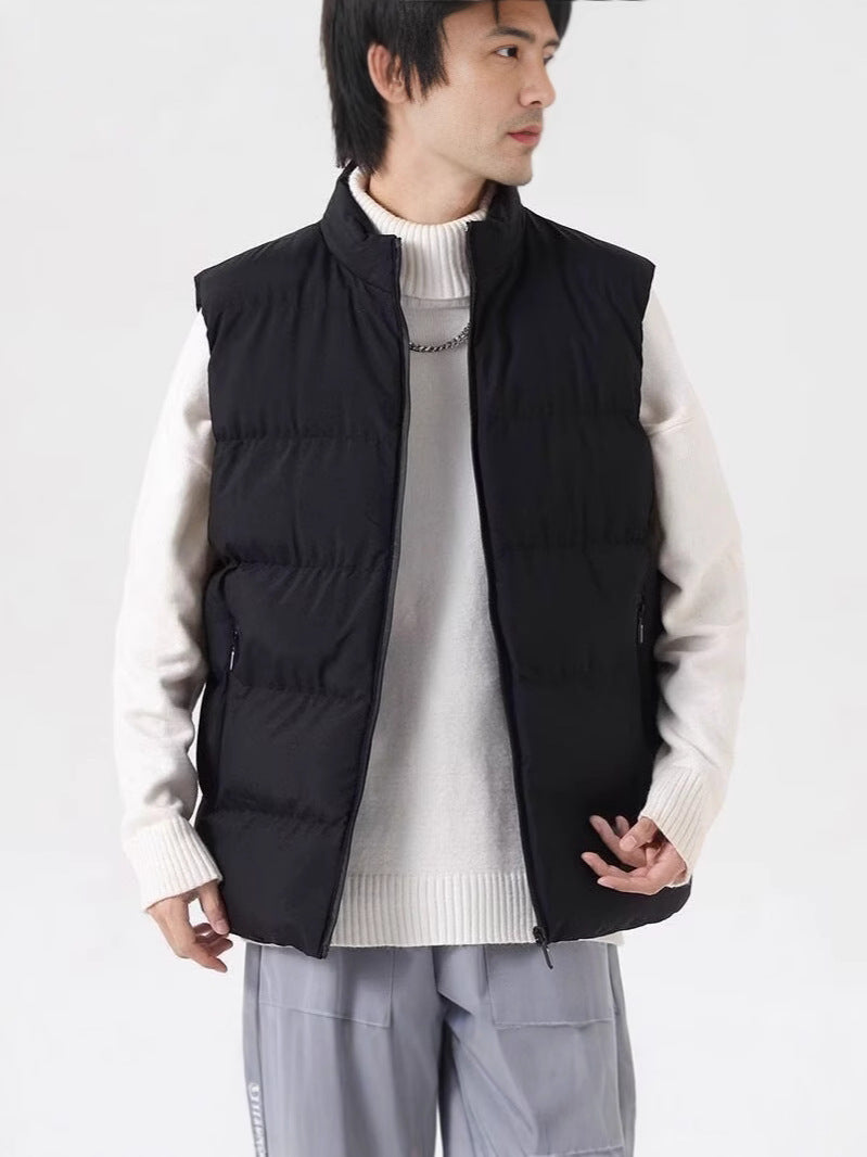 Stand Collar Slim-fit Zipper Cardigan Casual hiver épais Vest Jacket en coton