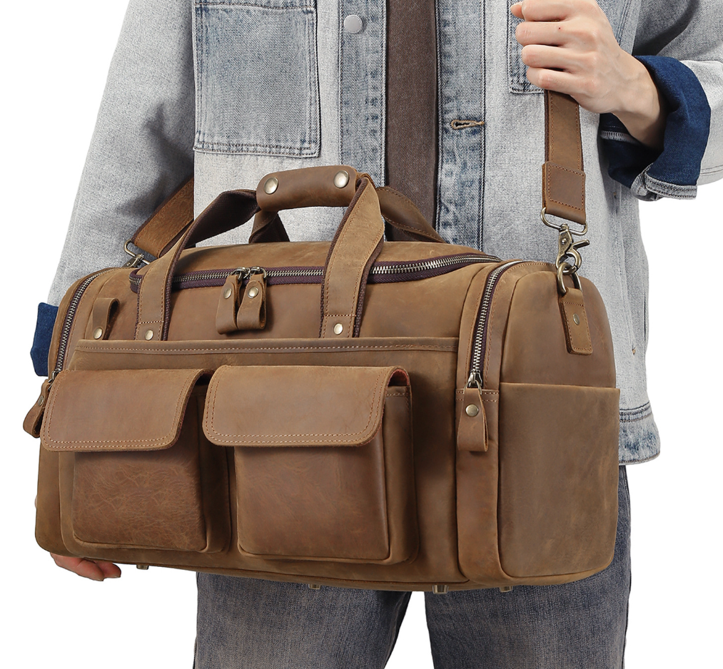 Sac de voyage en cuir véritable pour hommes