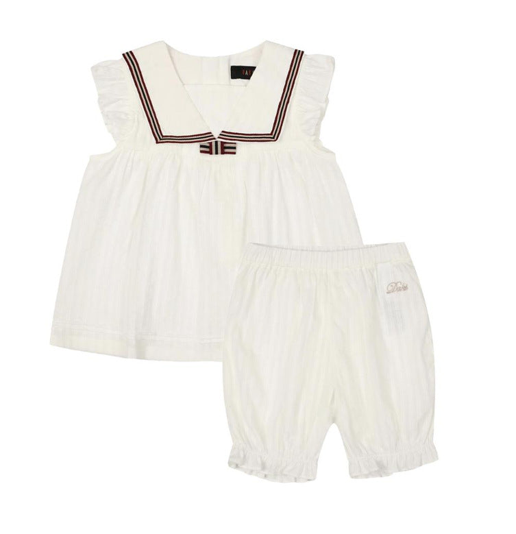 Les petites filles Navy-Style Deux-Piece Summer Outfit