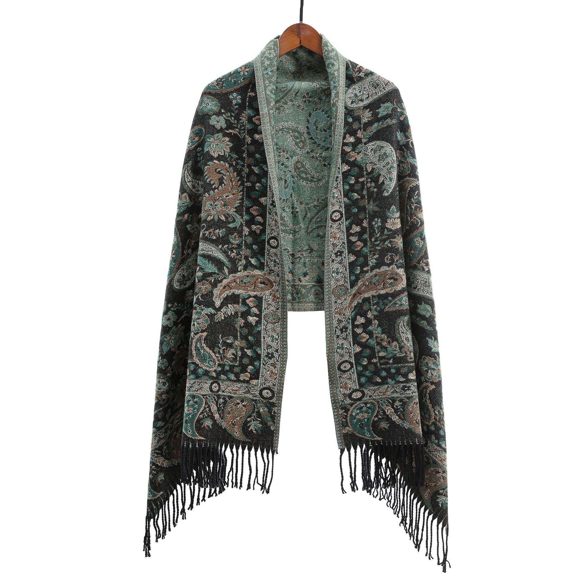 Vêtements de dessus de style ethnique Ankeila Red Faux-cashmere Climatiseur Châl Écharpe
