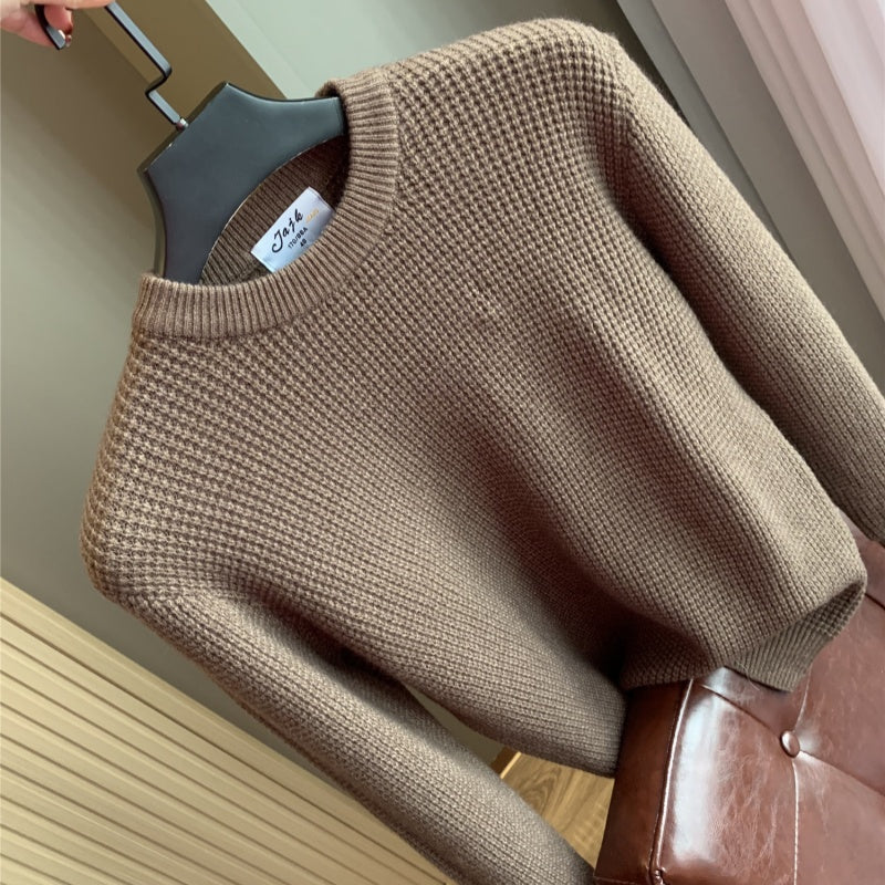 AutomneHiver Casual Couleur solide Col rond Col rond Chandail haut