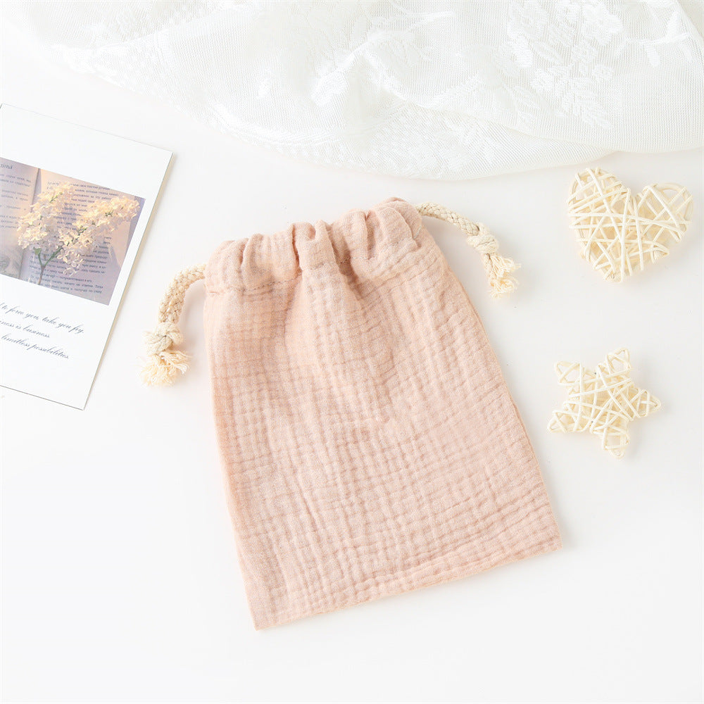Double couche Drawstring Pocket Cotton Imprimé Crêpe Bib Sac de suspension