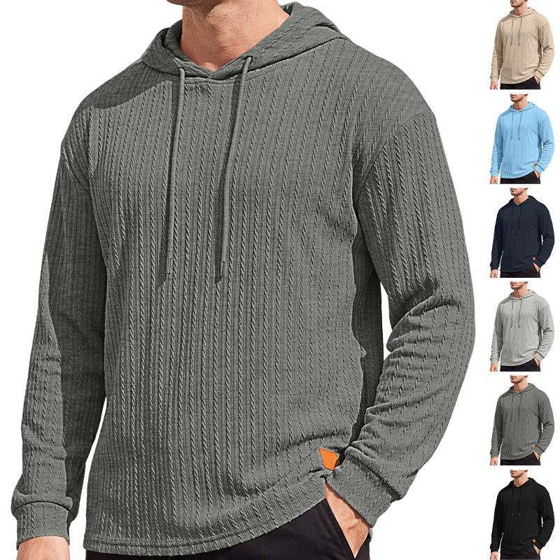 Hommes Jacquard demi-zip Hoodie Pullover tricot