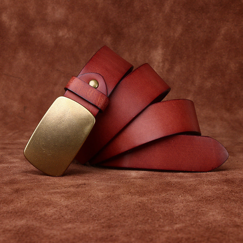 Ceinture de smooth Buckle Retro de la couche supérieure large