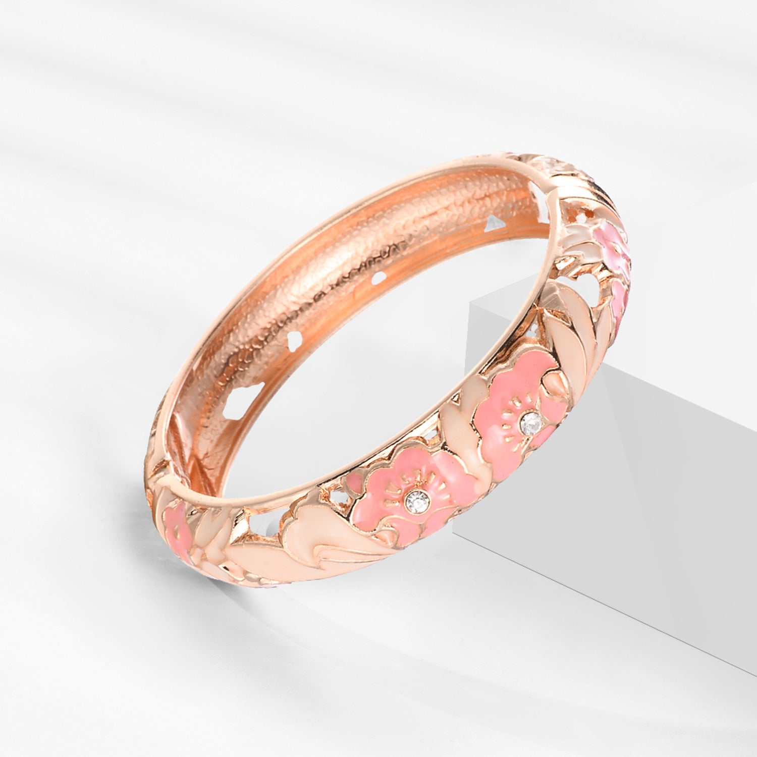 Dai Li Cloisonne Bracelet Vintage Palais Style Émail Drop Huile Bracelet Fleur Série Ouvert
