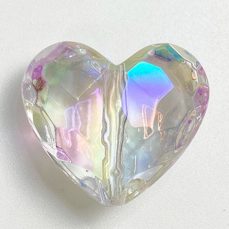 Perles de coeur en acrylique UV facettées
