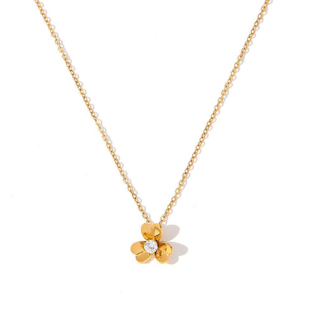 Best-selling stainless steel flower necklace
