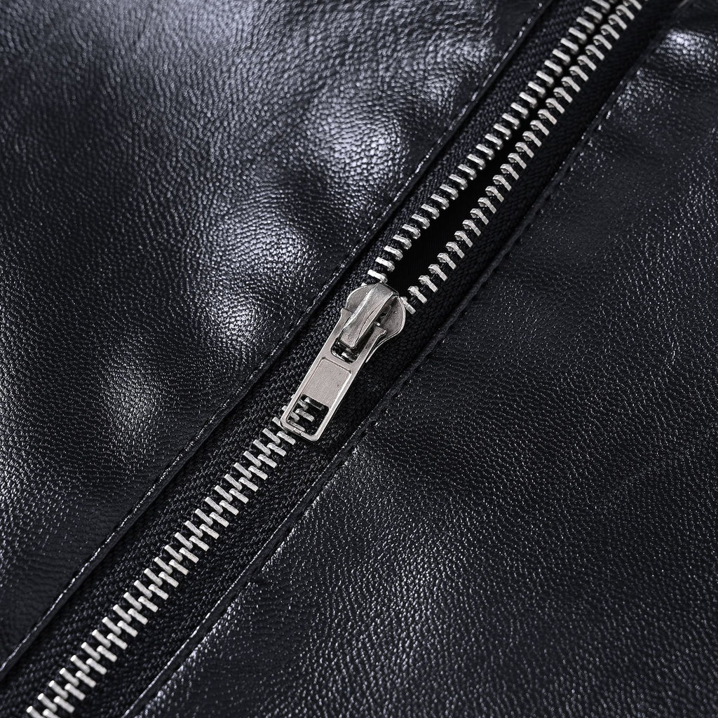 Veste zippée en cuir de support de moto