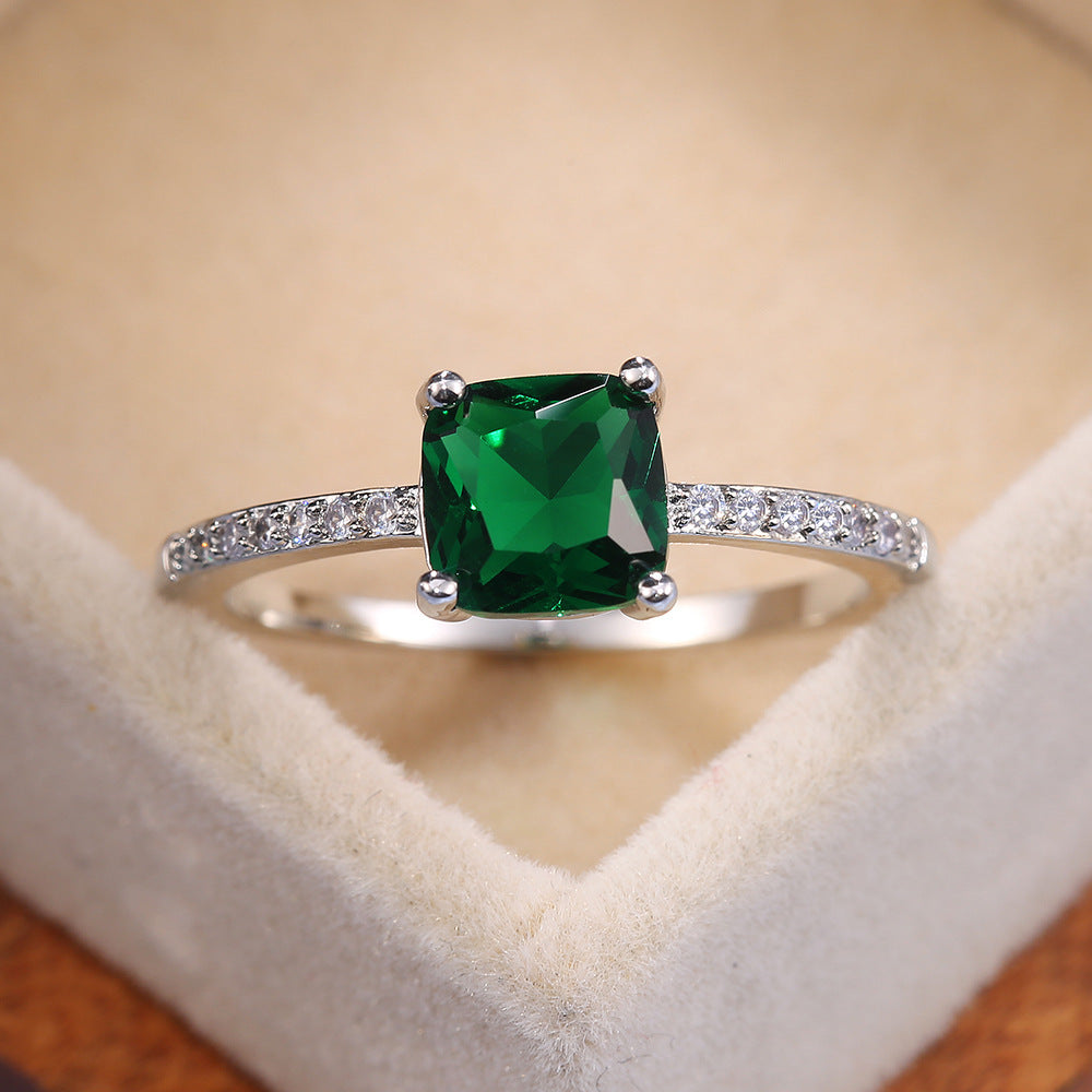 Anneau Zircon Royal Bleu carré pour femmes
