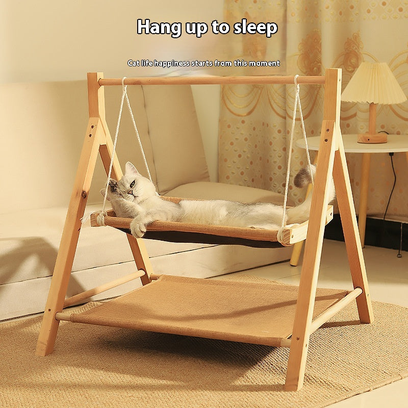 Chat chat animal Hammock double couche quatre saisons Nest universel en bois de chat