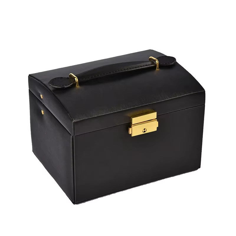 Boîte à bijoux en cuir portable à trois couches