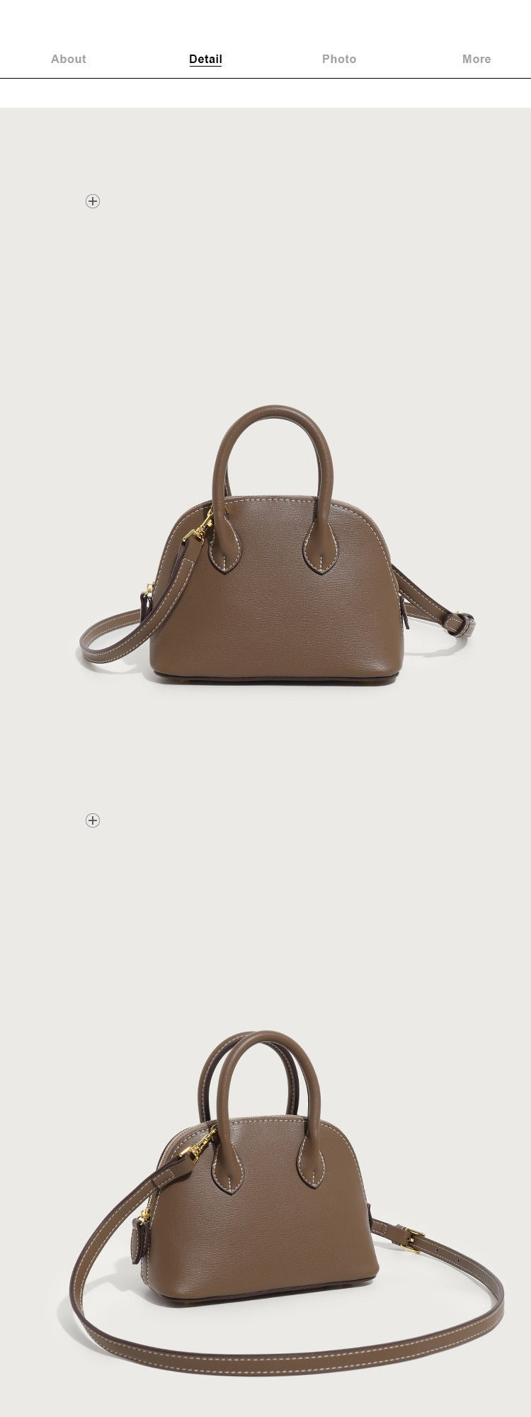 Sac Shell Sac Bolide Sac de Bowling Sac à épaule Sac à main Boston Sac pour femmes - Brown