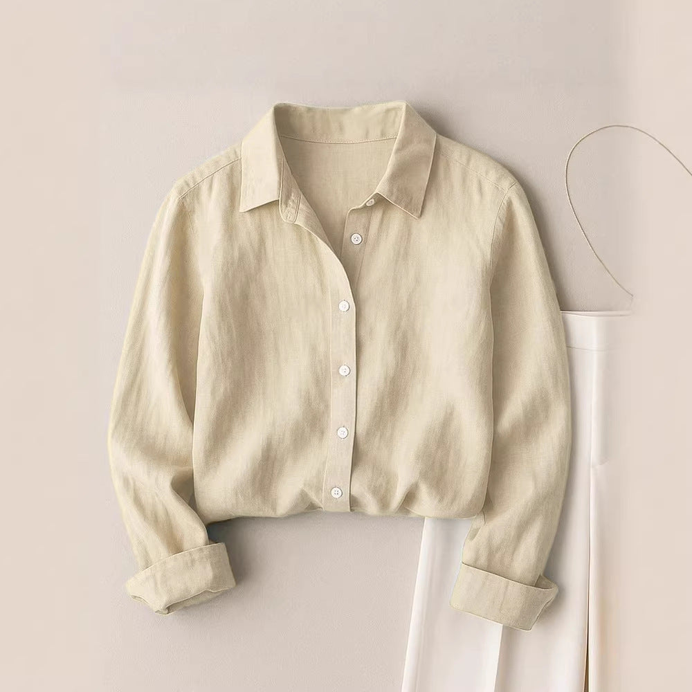 Chemise décontractée en couleur unie de style français