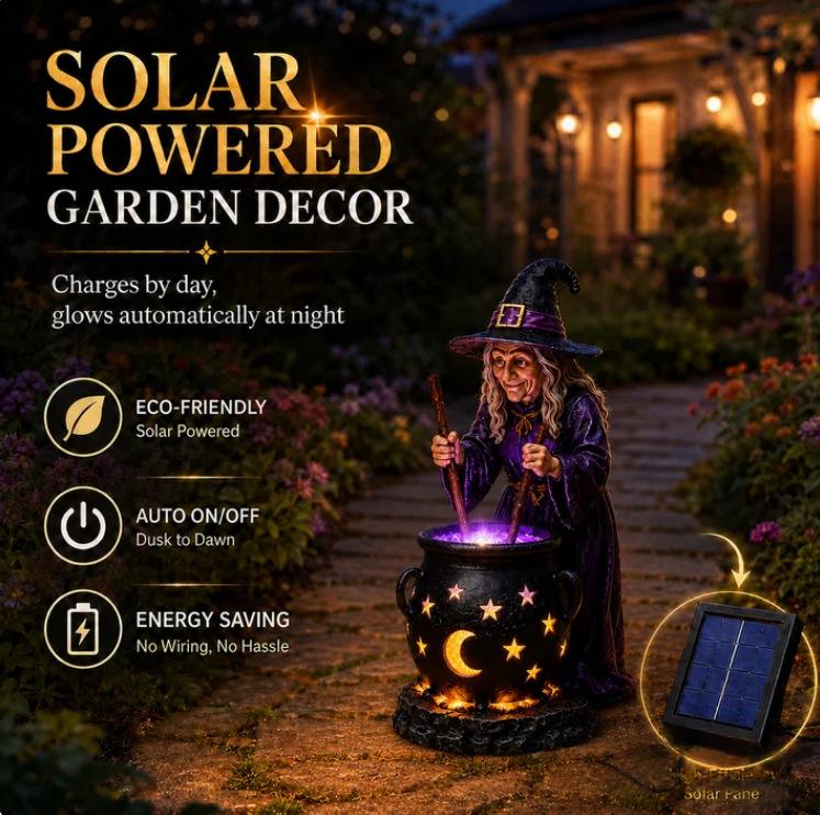 La Sorcière d'Halloween Glowing Chaudron lumière solaire