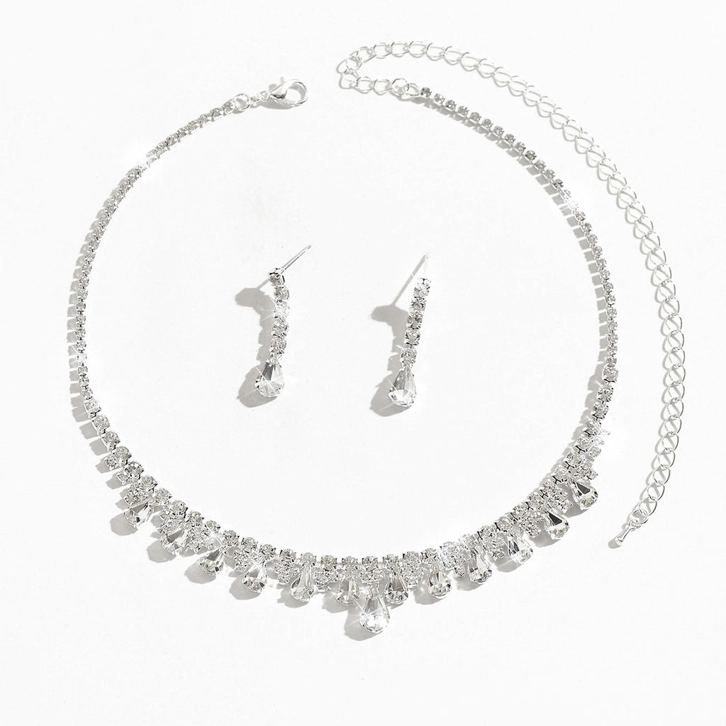 Femmes 2 Pcs V en forme de chute d'eau Teardrop Strass Set de bijoux