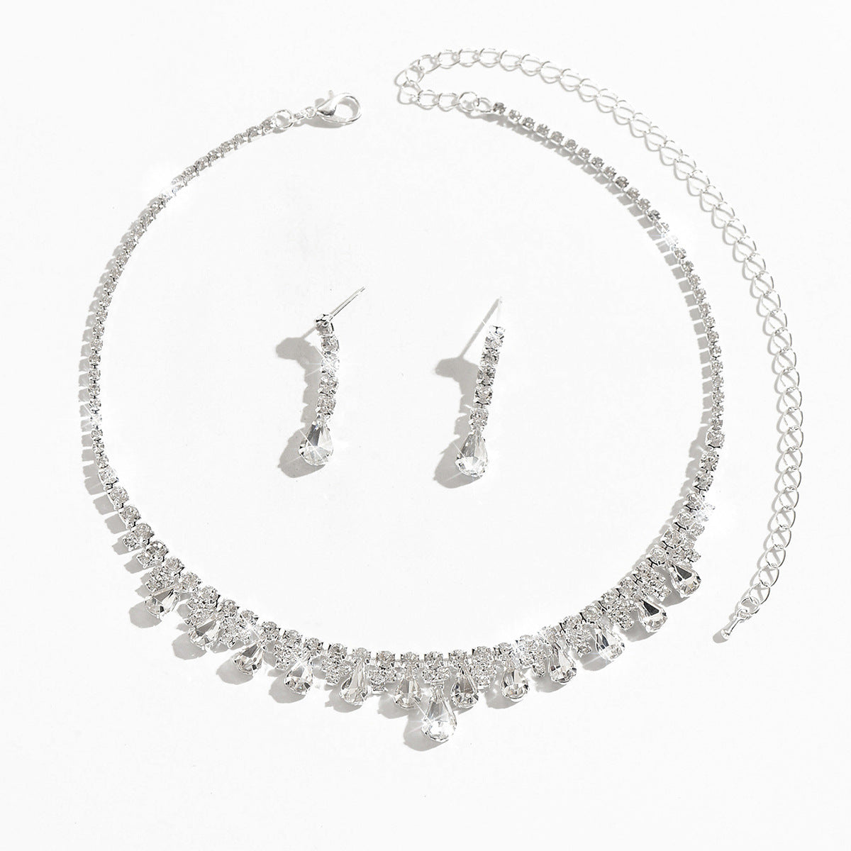 Femmes 2 Pcs V en forme de chute d'eau Teardrop Strass Set de bijoux