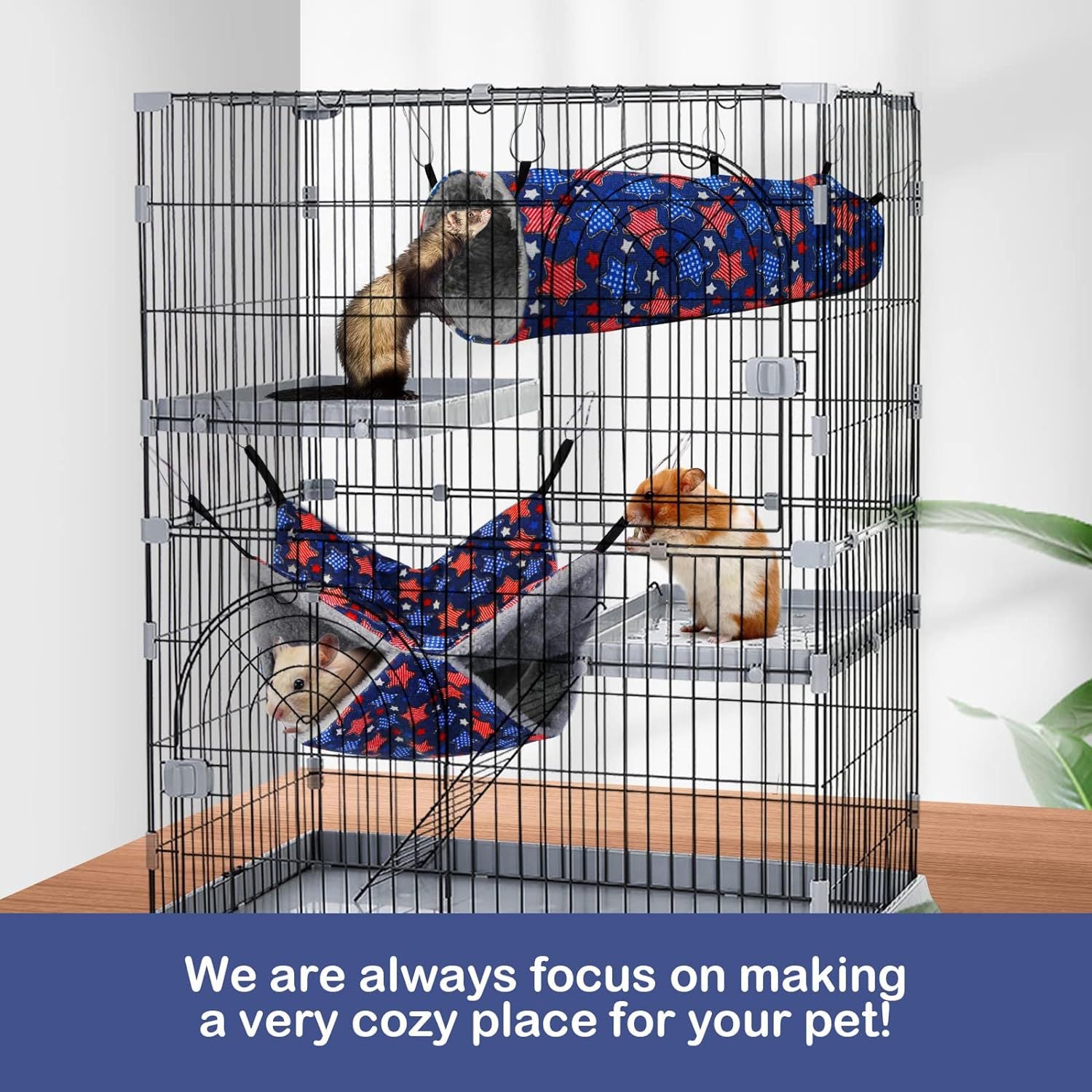 Set de hamacs pour petits animaux de compagnie et tunnel tubulaire suspendu