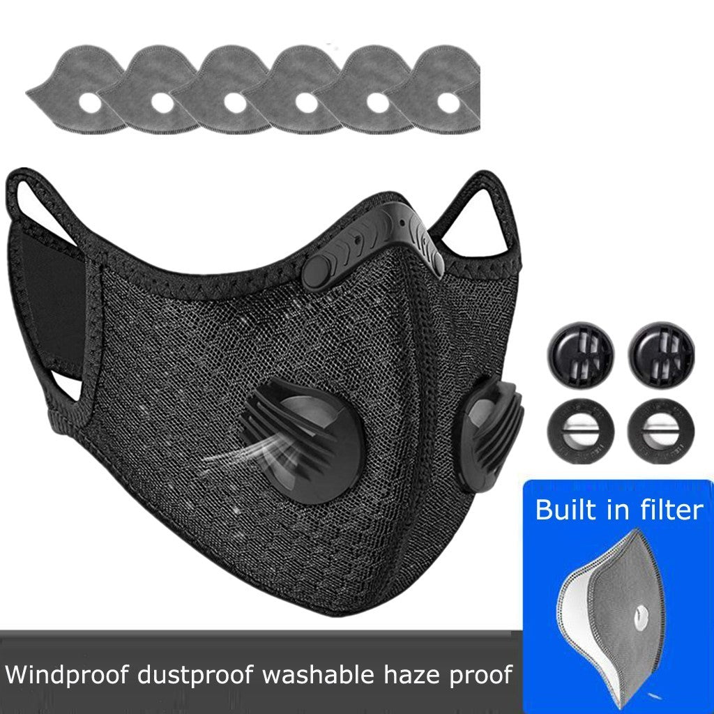 Masque de visage Sport Cycling avec valves de respiration au filtre au carbone actif
