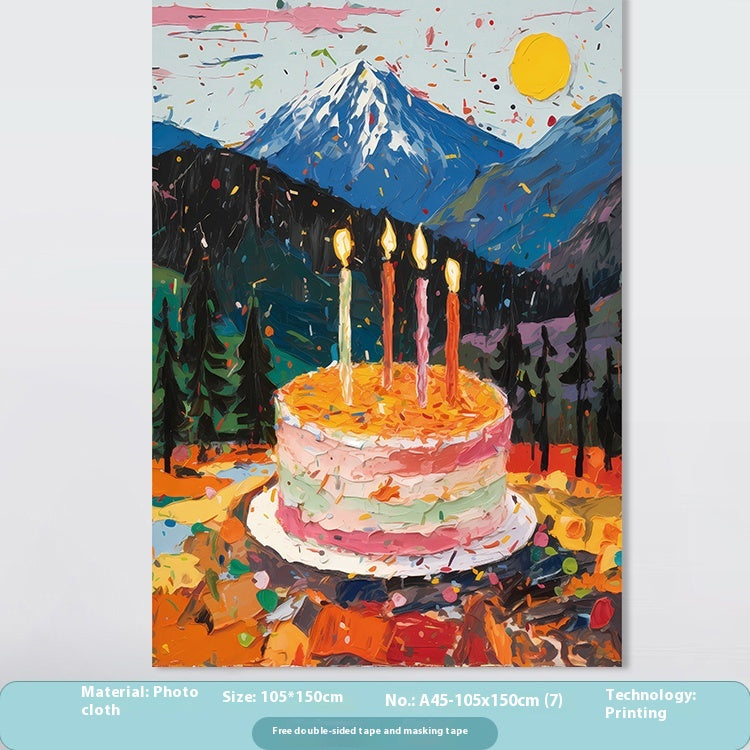 Fête d'anniversaire disposition Cake vêtements de suspension enfants fond mur