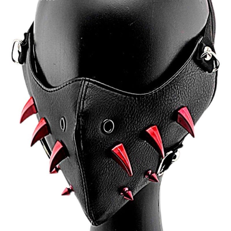 Crâne cuir d'équitation noir demi visage masque