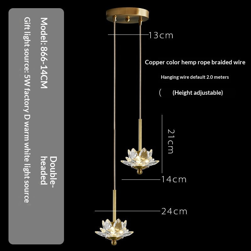 Lampe de pendentif en cuivre à tête unique créative pour Balcon Hallway et chambre