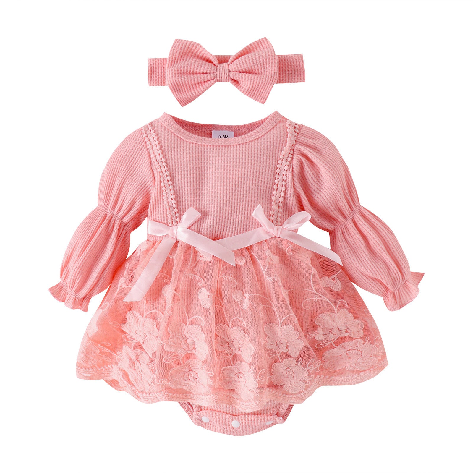 Romper à manches longues rayées de couleur un tulle