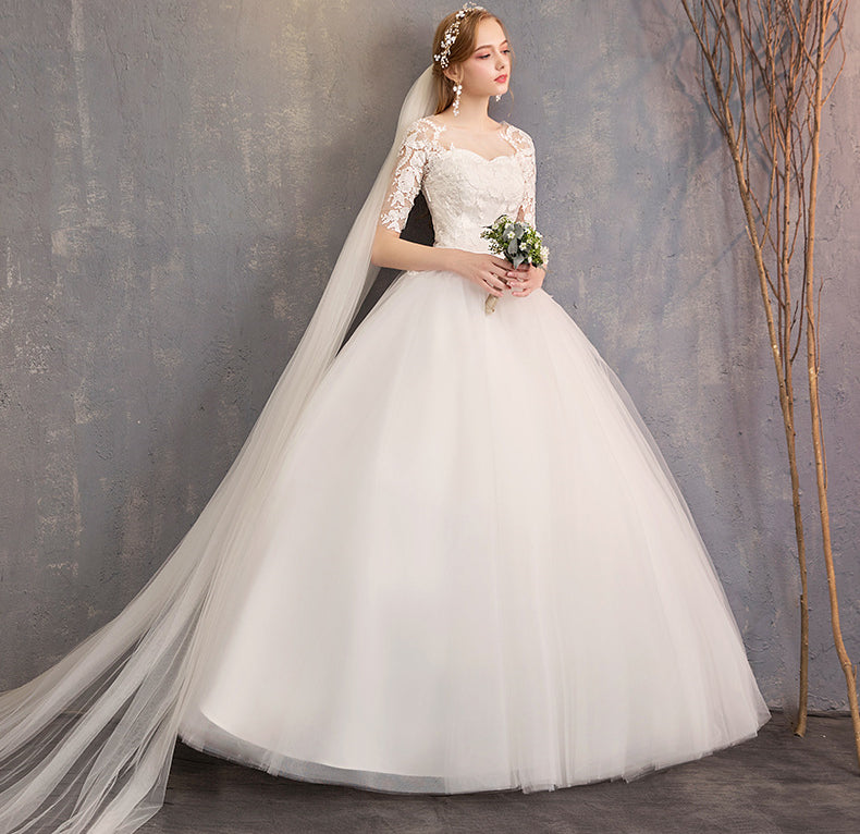 Robe de mariée Slim Mid-Sleeve Plus Taille Studio Photo