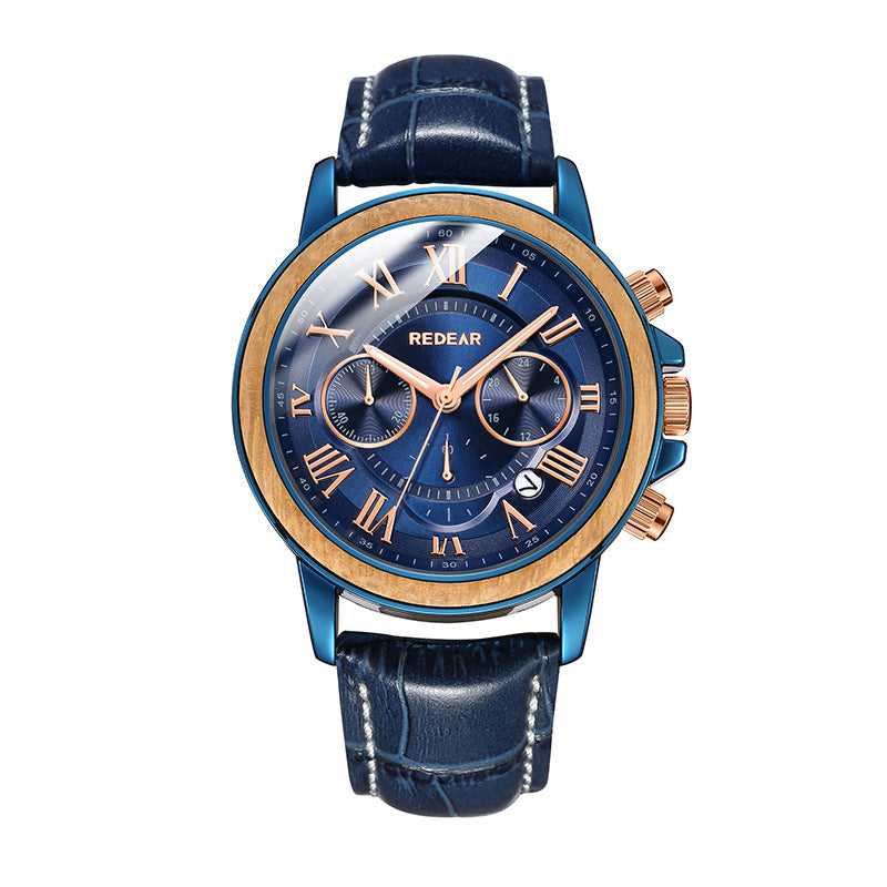 Montres en bois en alliage Hommes Chronographe multifonctions Montres non mécaniques