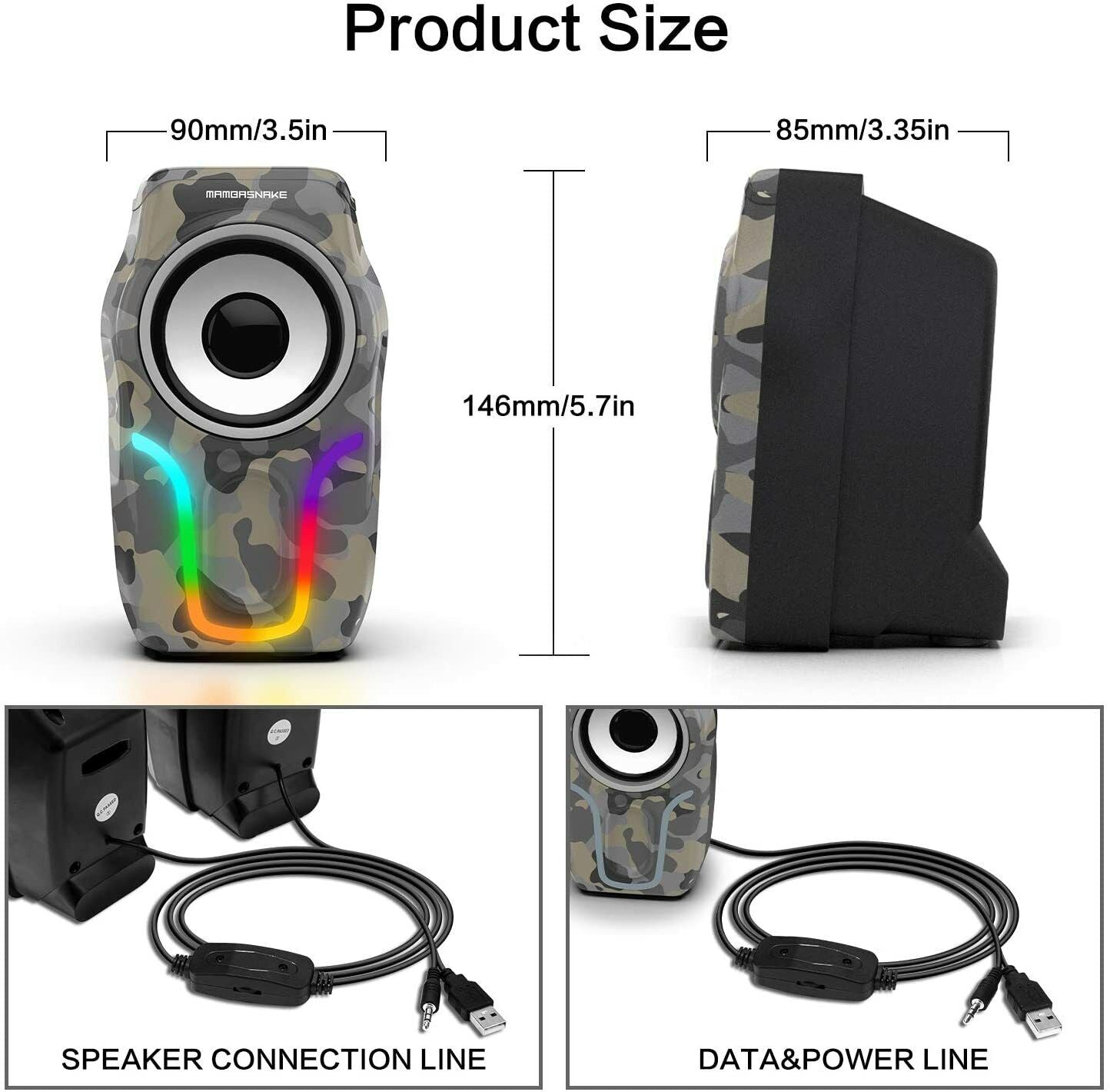 Haut-parleurs d'ordinateur RGB filaires