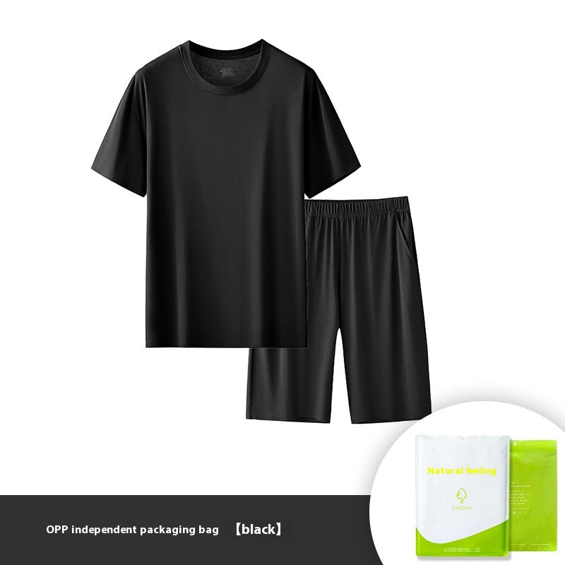 Couleur solide homme Col rond Manches courtes Taille courte