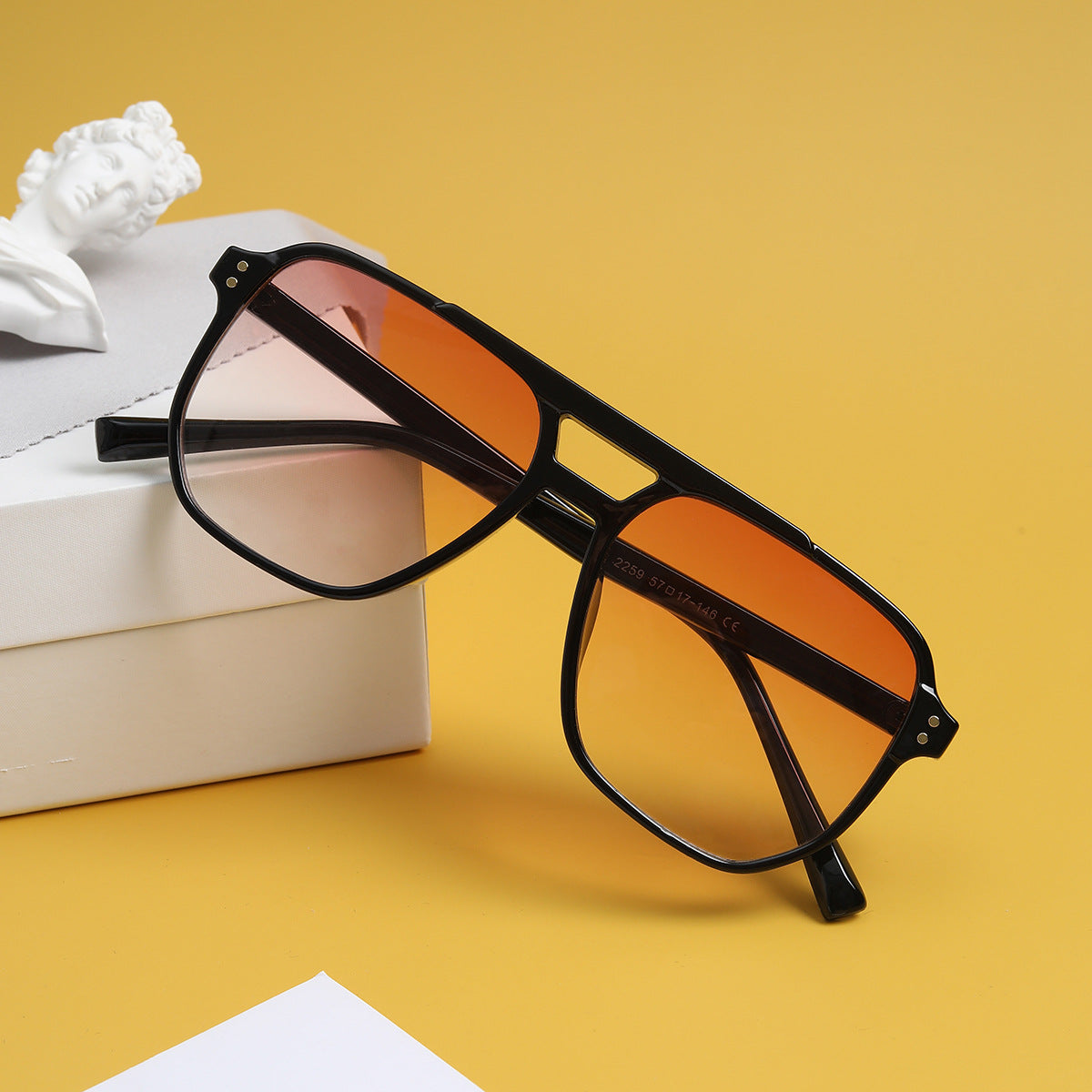Lunettes de soleil carrées à double faisceau de mode pour femmes