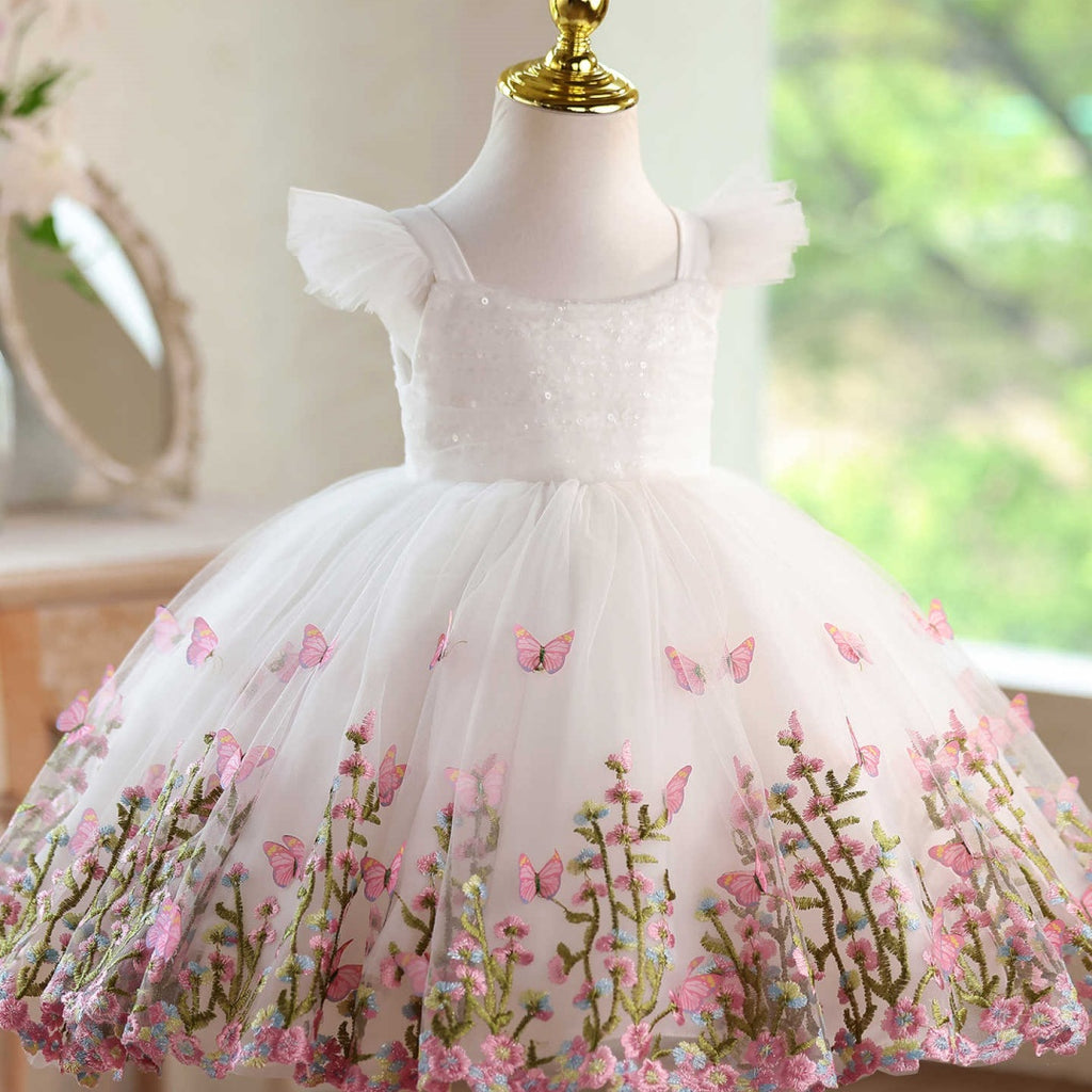 Style coréen Robe à papillon en trois dimensions Tulle pour filles