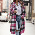 AutomneHiver Lapel Drop-Shoulder Casual Plaid Shirt avec poches de patch