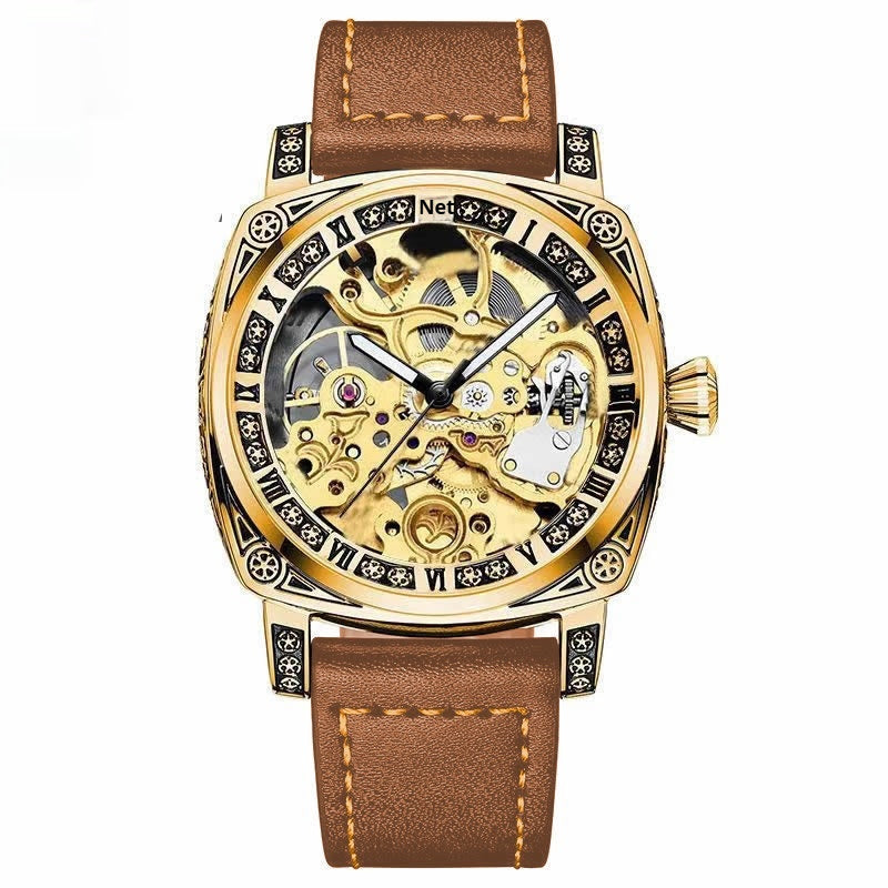 Relief-coupée Montre mécanique entièrement automatique pour hommes