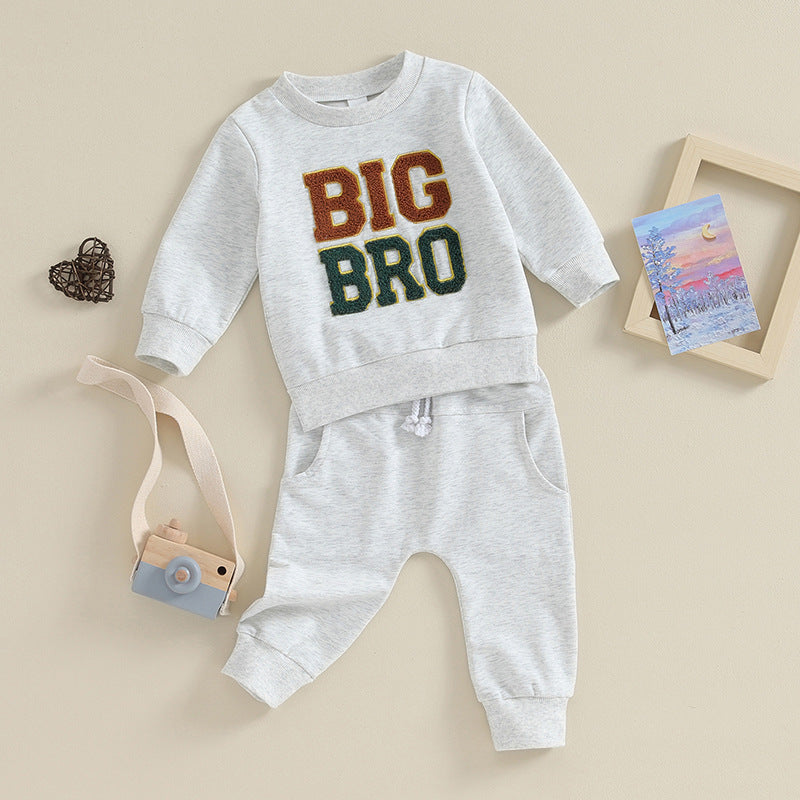 Sweatshirt et pantalons casual Ensemble de deux pièces avec des lettres brodées pour les tout-petits