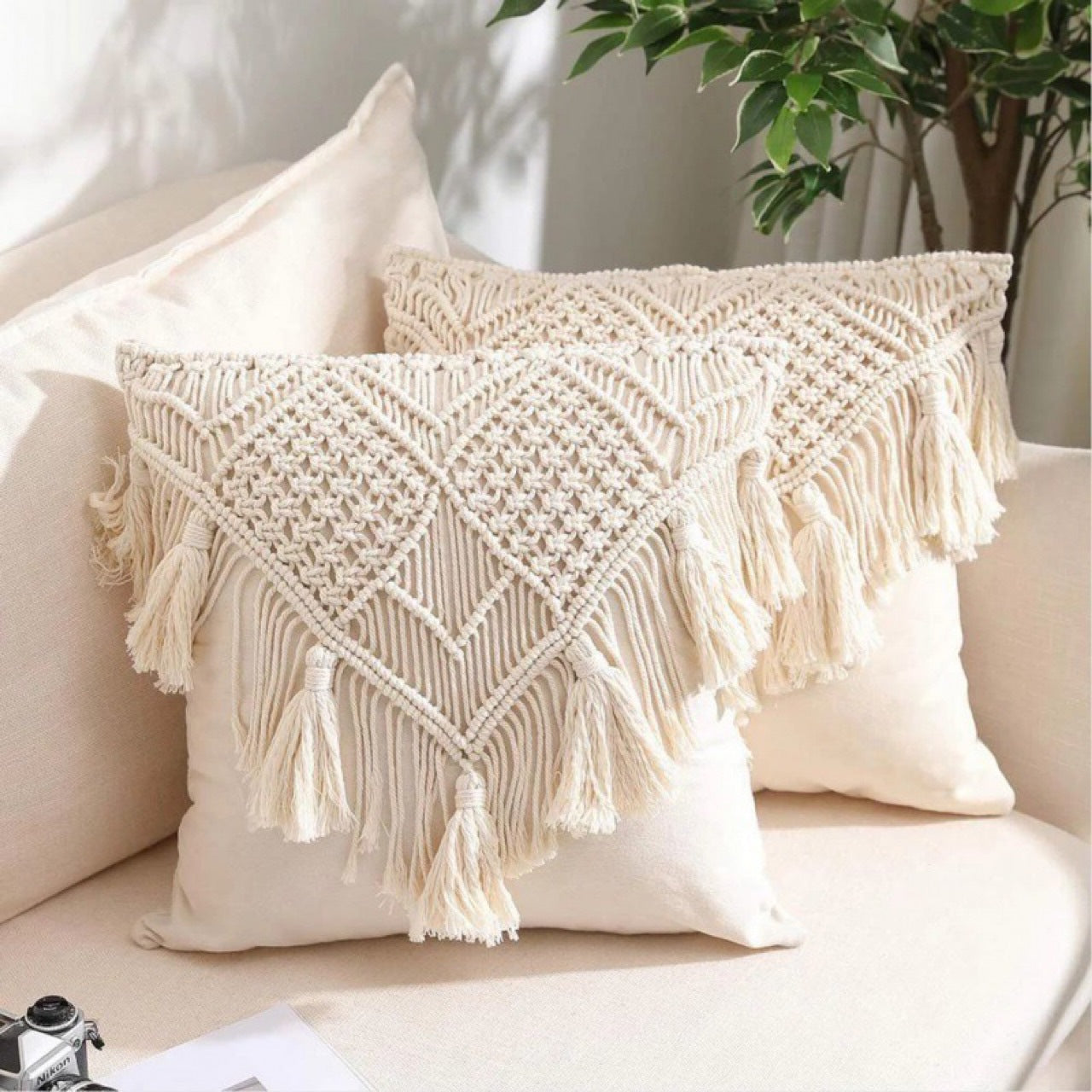 Couvercle de canapé en coton tissé en corde