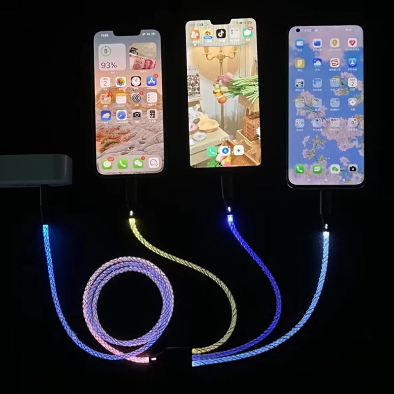 Câble de données RGB à charge rapide luminescente de un à trois