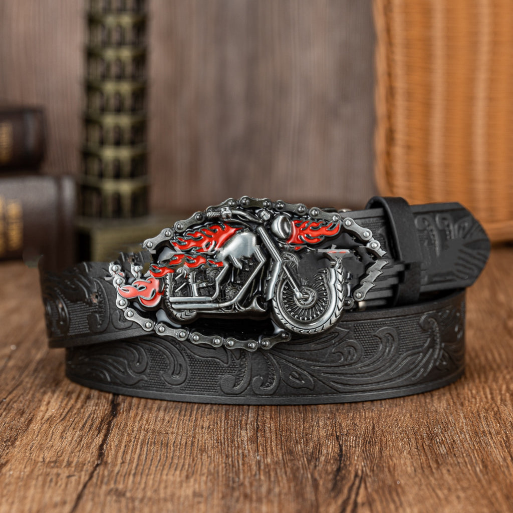 Retro European and American Scorpion Skull Design Ceinture en cuir denim personnalisée