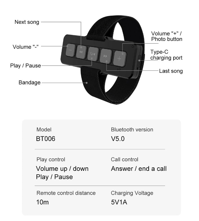 Bluetooth 50 voiture Bluetooth contrôleur moto télécommande Réponse accrocher téléphone