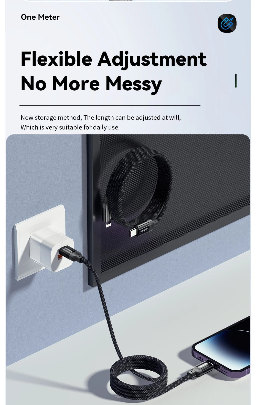 Câble de données magnétique adapté pour 14 tablettes de téléphone mobile charge rapide
