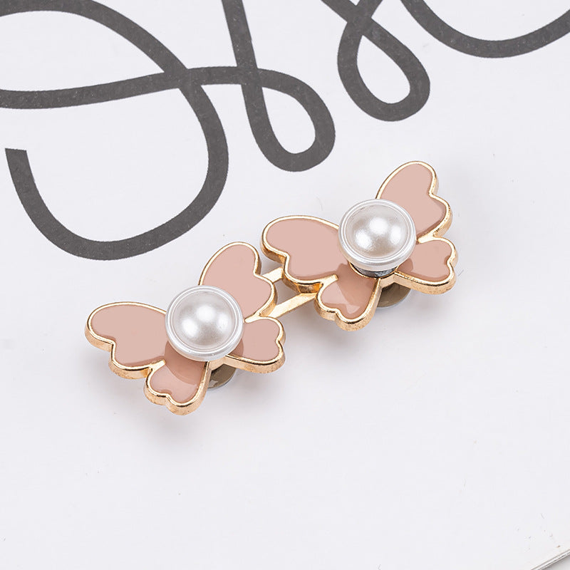 Perle papillon taille boucle-rose-alliage-1 paire