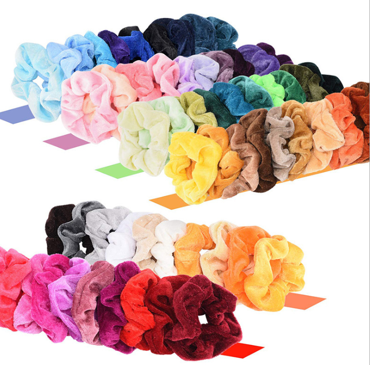 50 Pcs Bague de cheveux en velours doré