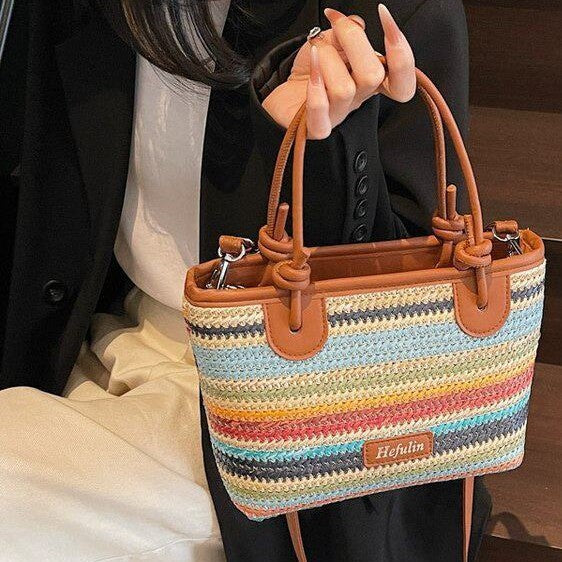 Vacances d'été style plage Straw Tote et Crossbody Bag