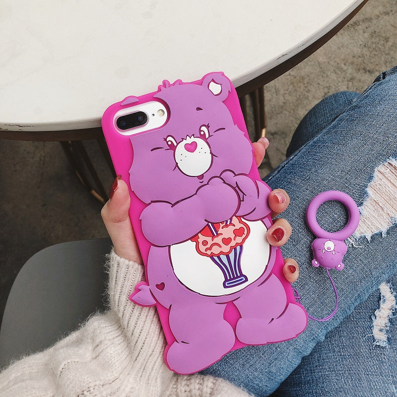 Mignon dessin animé arc-en-ciel ours téléphone portable cas