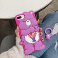 Mignon dessin animé arc-en-ciel ours téléphone portable cas