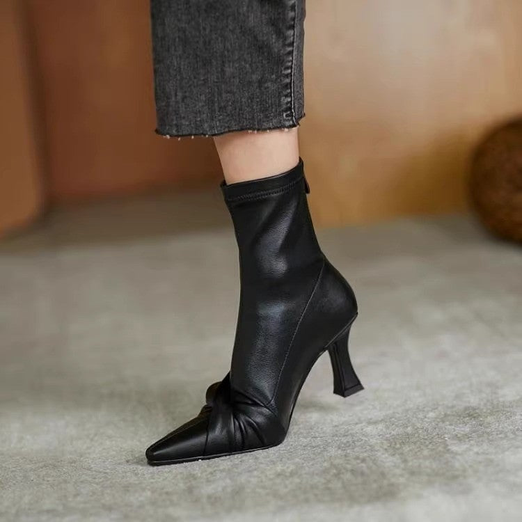 Arrivée Bottes d'orteil pointu pour femmes Bottes d'automne Talon élevé pour femmes Bottes polyvalentes