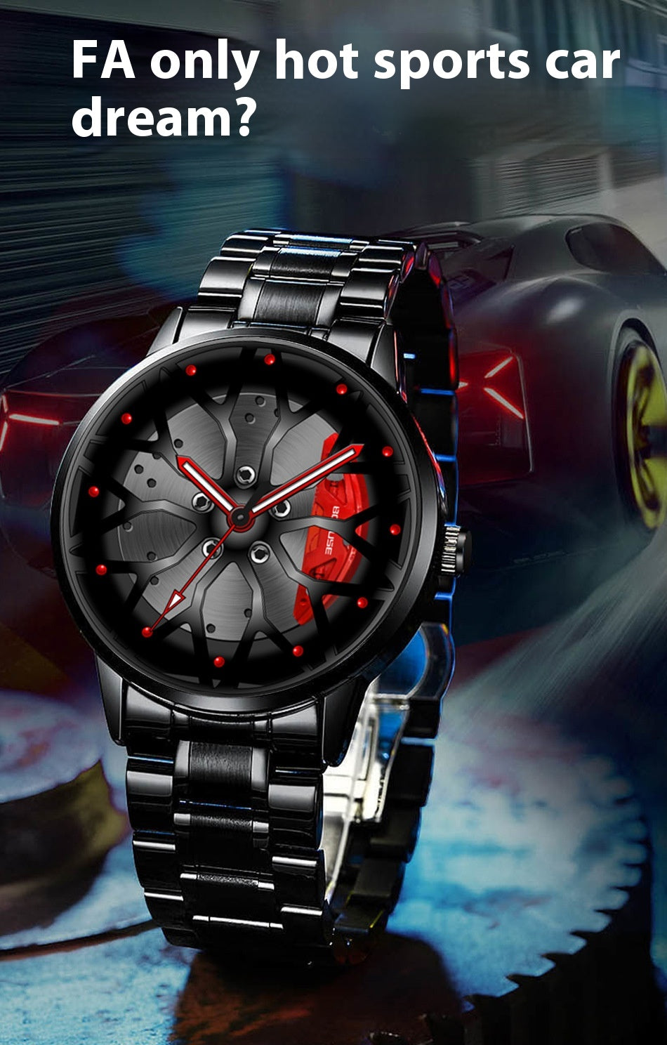 Homme Mode Tendance étrier de roue haute qualité étanche Quartz montre